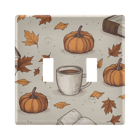 Yayeee Toggle Light Switch Wall Plate 2-Gang 4.56"x4.48" Decorative Outlet Cover, Fall Pumpkin Pattern