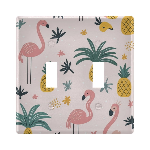 Yayeee Toggle Light Switch Wall Plate 2-Gang 4.56"x4.48" Decorative Outlet Cover, Flamingo Pattern