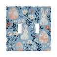 thumbnail image 1 of Yayeee Toggle Light Switch Wall Plate 2-Gang 4.56"x4.48" Decorative Outlet Cover, Floral Easter Rabbits, 1 of 7