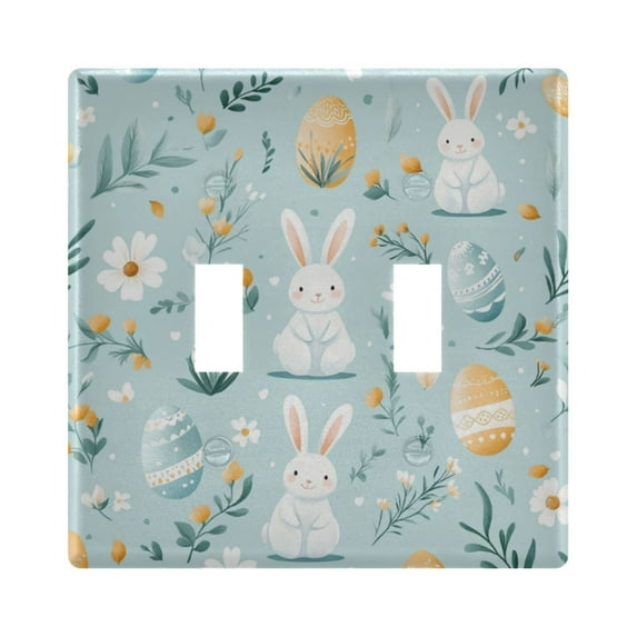 Yayeee Toggle Light Switch Wall Plate 2-Gang 4.56"x4.48" Decorative Outlet Cover, Floral Easter