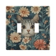 thumbnail image 1 of Yayeee Toggle Light Switch Wall Plate 2-Gang 4.56"x4.48" Decorative Outlet Cover, Flowers Cat, 1 of 7