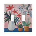 thumbnail image 1 of Yayeee Toggle Light Switch Wall Plate 2-Gang 4.56"x4.48" Decorative Outlet Cover, Flowers and Leaves, 1 of 7