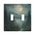 thumbnail image 1 of Yayeee Toggle Light Switch Wall Plate 2-Gang 4.56"x4.48" Decorative Outlet Cover, Forest House, 1 of 7