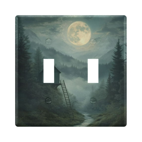 Yayeee Toggle Light Switch Wall Plate 2-Gang 4.56"x4.48" Decorative Outlet Cover, Forest House