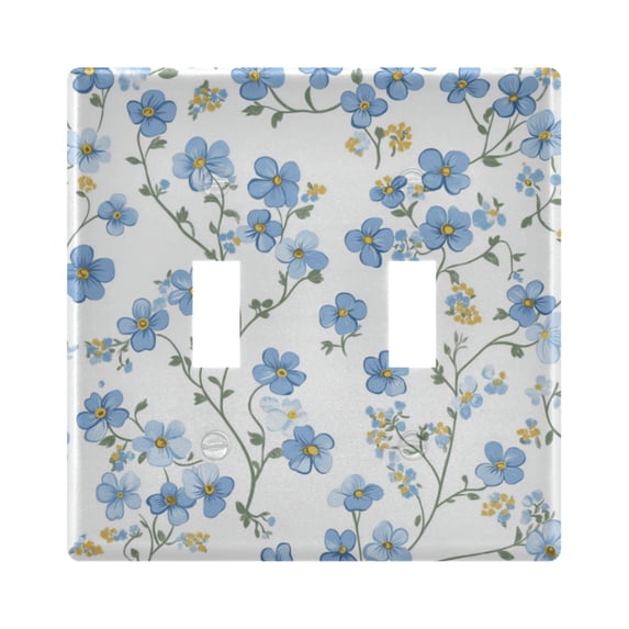 Yayeee Toggle Light Switch Wall Plate 2-Gang 4.56"x4.48" Decorative Outlet Cover, Forget Me Not