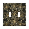 thumbnail image 1 of Yayeee Toggle Light Switch Wall Plate 2-Gang 4.56"x4.48" Decorative Outlet Cover, Golden Elegance, 1 of 7