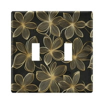 Yayeee Toggle Light Switch Wall Plate 2-Gang 4.56"x4.48" Decorative Outlet Cover, Golden Elegance