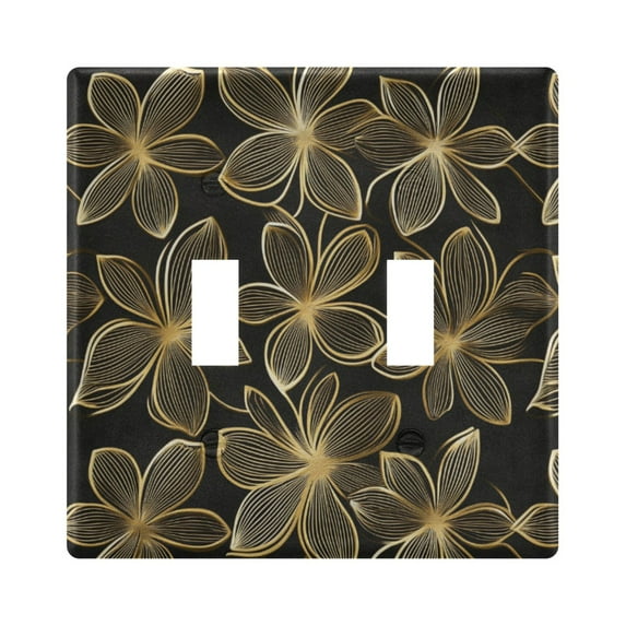 Yayeee Toggle Light Switch Wall Plate 2-Gang 4.56"x4.48" Decorative Outlet Cover, Golden Elegance
