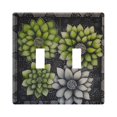 thumbnail image 1 of Yayeee Toggle Light Switch Wall Plate 2-Gang 4.56"x4.48" Decorative Outlet Cover, Gray Floral, 1 of 7
