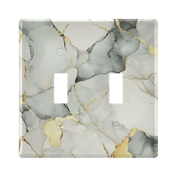 Yayeee Toggle Light Switch Wall Plate 2-Gang 4.56"x4.48" Decorative Outlet Cover, Gray Marble Pattern