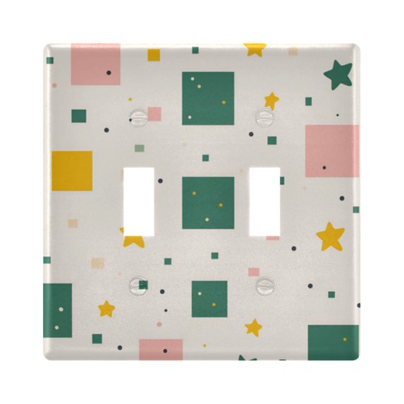 Yayeee Toggle Light Switch Wall Plate 2-Gang 4.56"x4.48" Decorative Outlet Cover, Green Abstract Pattern