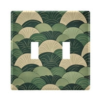 Yayeee Toggle Light Switch Wall Plate 2-Gang 4.56"x4.48" Decorative Outlet Cover, Green Abstract Shapes