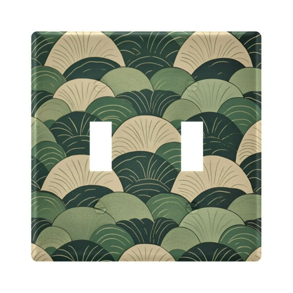 Yayeee Toggle Light Switch Wall Plate 2-Gang 4.56"x4.48" Decorative Outlet Cover, Green Abstract Shapes