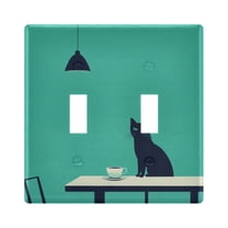 Yayeee Toggle Light Switch Wall Plate 2-Gang 4.56"x4.48" Decorative Outlet Cover, Green Cat