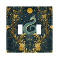 thumbnail image 1 of Yayeee Toggle Light Switch Wall Plate 2-Gang 4.56"x4.48" Decorative Outlet Cover, Green Celestial Serpent, 1 of 7