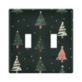 thumbnail image 1 of Yayeee Toggle Light Switch Wall Plate 2-Gang 4.56"x4.48" Decorative Outlet Cover, Green Christmas Trees, 1 of 7