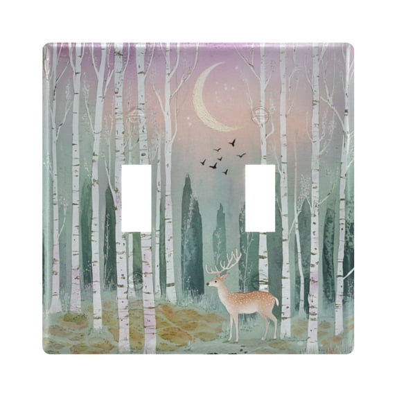 Yayeee Toggle Light Switch Wall Plate 2-Gang 4.56"x4.48" Decorative Outlet Cover, Green Deer