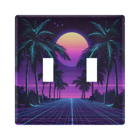 Yayeee Toggle Light Switch Wall Plate 2-Gang 4.56"x4.48" Decorative Outlet Cover, Green Digital Art