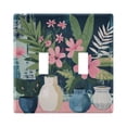 thumbnail image 1 of Yayeee Toggle Light Switch Wall Plate 2-Gang 4.56"x4.48" Decorative Outlet Cover, Green Floral, 1 of 7