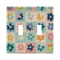 Yayeee Toggle Light Switch Wall Plate 2-Gang 4.56"x4.48" Decorative Outlet Cover, Green Floral
