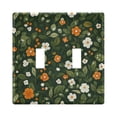 thumbnail image 1 of Yayeee Toggle Light Switch Wall Plate 2-Gang 4.56"x4.48" Decorative Outlet Cover, Green Flowers Pattern, 1 of 7