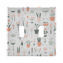 Yayeee Toggle Light Switch Wall Plate 2-Gang 4.56"x4.48" Decorative Outlet Cover, Green Garden Pattern