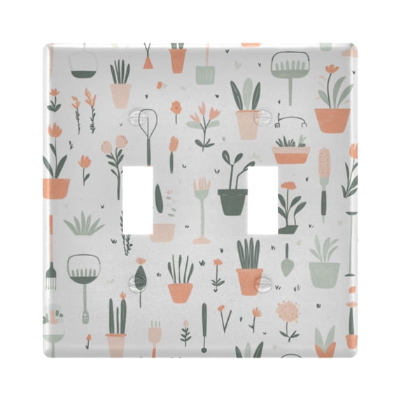 Yayeee Toggle Light Switch Wall Plate 2-Gang 4.56"x4.48" Decorative Outlet Cover, Green Garden Pattern