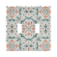 thumbnail image 1 of Yayeee Toggle Light Switch Wall Plate 2-Gang 4.56"x4.48" Decorative Outlet Cover, Green Geometric Pattern, 1 of 7