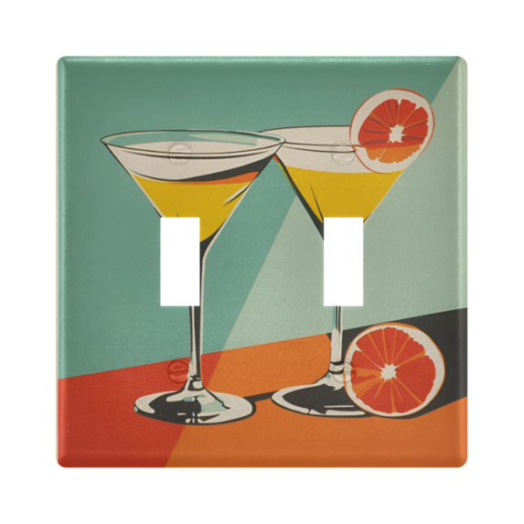 Yayeee Toggle Light Switch Wall Plate 2-Gang 4.56"x4.48" Decorative Outlet Cover, Green Glasses