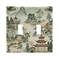 thumbnail image 1 of Yayeee Toggle Light Switch Wall Plate 2-Gang 4.56"x4.48" Decorative Outlet Cover, Green Mountain Pattern, 1 of 7