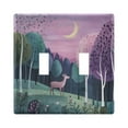 thumbnail image 1 of Yayeee Toggle Light Switch Wall Plate 2-Gang 4.56"x4.48" Decorative Outlet Cover, Green Night Deer, 1 of 7