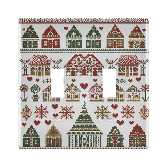 Yayeee Toggle Light Switch Wall Plate 2-Gang 4.56"x4.48" Decorative Outlet Cover, Green Nordic Christmas House