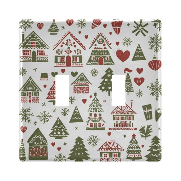 Yayeee Toggle Light Switch Wall Plate 2-Gang 4.56"x4.48" Decorative Outlet Cover, Green Nordic Christmas