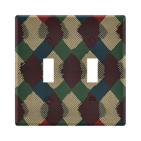 Yayeee Toggle Light Switch Wall Plate 2-Gang 4.56"x4.48" Decorative Outlet Cover, Green Tartan Pattern