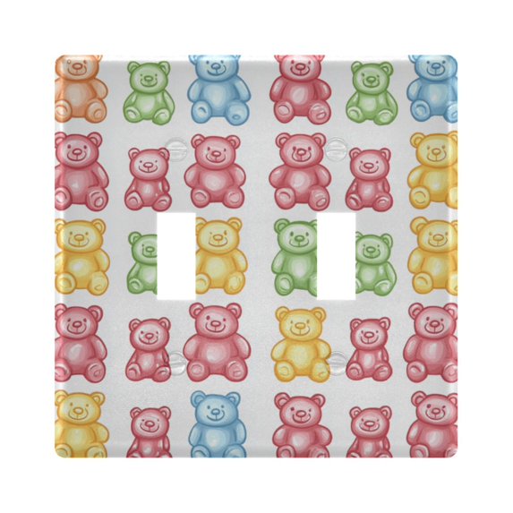 Yayeee Toggle Light Switch Wall Plate 2-Gang 4.56"x4.48" Decorative Outlet Cover, Gummy Bear Pattern