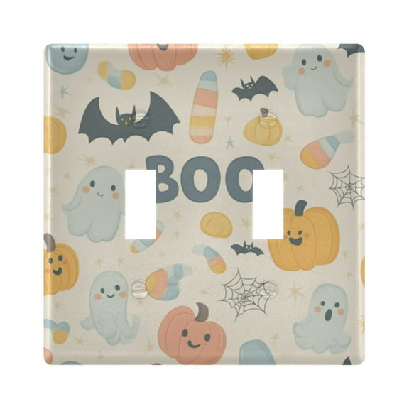 Yayeee Toggle Light Switch Wall Plate 2-Gang 4.56"x4.48" Decorative Outlet Cover, Halloween Cute Pumpkins