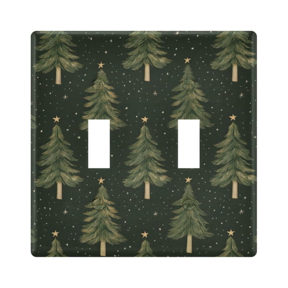 Yayeee Toggle Light Switch Wall Plate 2-Gang 4.56"x4.48" Decorative Outlet Cover, Hand Drawn Christmas Trees
