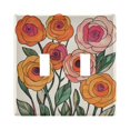 thumbnail image 1 of Yayeee Toggle Light Switch Wall Plate 2-Gang 4.56"x4.48" Decorative Outlet Cover, Hand Drawn Floral, 1 of 7