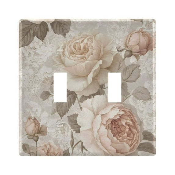 Yayeee Toggle Light Switch Wall Plate 2-Gang 4.56"x4.48" Decorative Outlet Cover, Lace and Floral