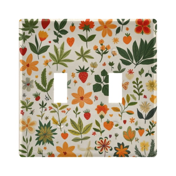 Yayeee Toggle Light Switch Wall Plate 2-Gang 4.56"x4.48" Decorative Outlet Cover, Leaves Pattern