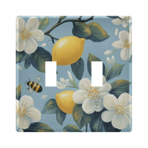 Yayeee Toggle Light Switch Wall Plate 2-Gang 4.56"x4.48" Decorative Outlet Cover, Lemon Pattern