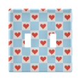 thumbnail image 1 of Yayeee Toggle Light Switch Wall Plate 2-Gang 4.56"x4.48" Decorative Outlet Cover, Light Blue Checkered Heart, 1 of 7