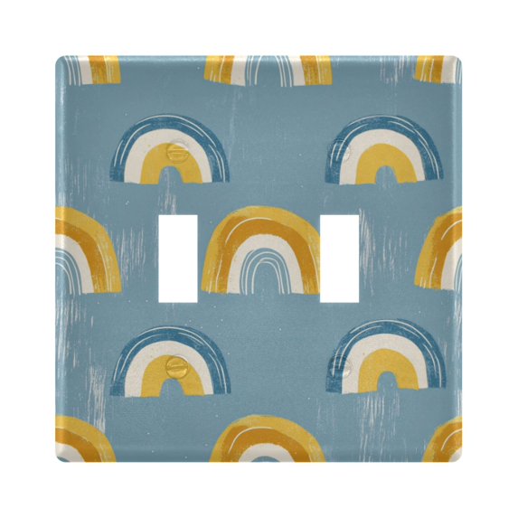 Yayeee Toggle Light Switch Wall Plate 2-Gang 4.56"x4.48" Decorative Outlet Cover, Light Blue Rainbow