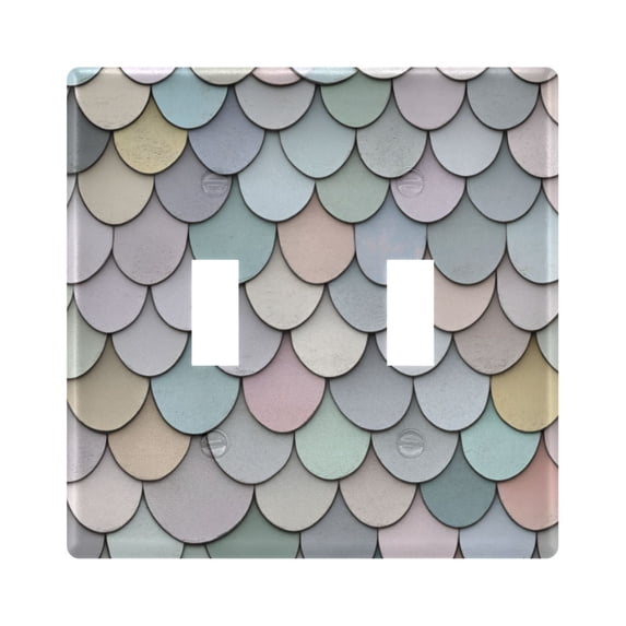 Yayeee Toggle Light Switch Wall Plate 2-Gang 4.56"x4.48" Decorative Outlet Cover, Light Blue Shimmering Pattern