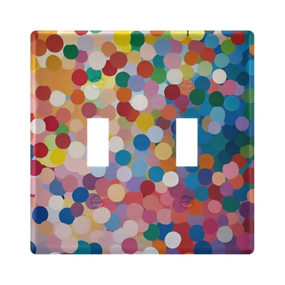 Yayeee Toggle Light Switch Wall Plate 2-Gang 4.56"x4.48" Decorative Outlet Cover, Light Colorful Circles