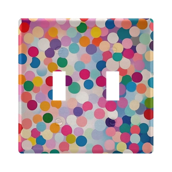 Yayeee Toggle Light Switch Wall Plate 2-Gang 4.56"x4.48" Decorative Outlet Cover, Light Colorful Circles