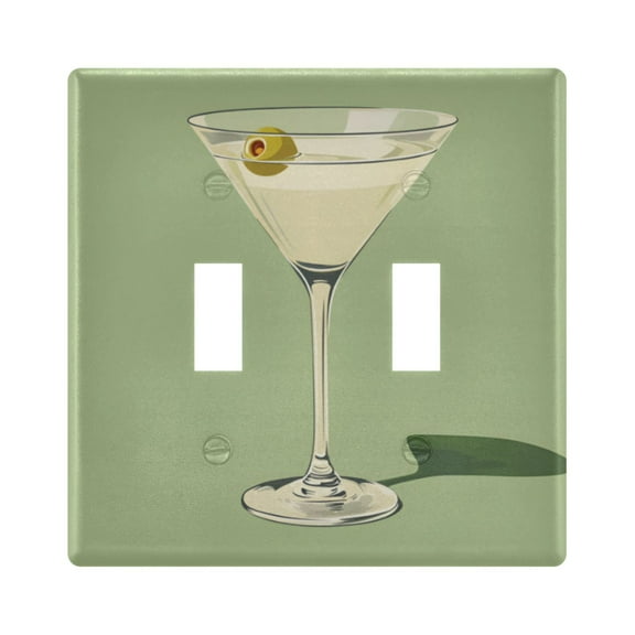 Yayeee Toggle Light Switch Wall Plate 2-Gang 4.56"x4.48" Decorative Outlet Cover, Light Green Martini