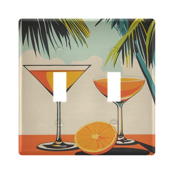 Yayeee Toggle Light Switch Wall Plate 2-Gang 4.56"x4.48" Decorative Outlet Cover, Mid Century Glasses