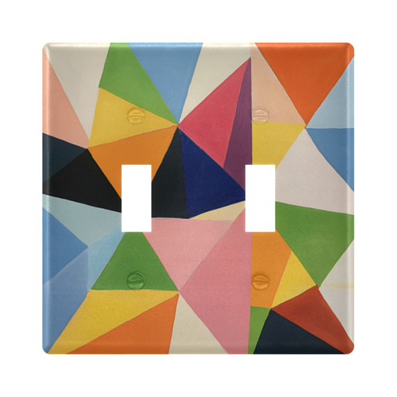 Yayeee Toggle Light Switch Wall Plate 2-Gang 4.56"x4.48" Decorative Outlet Cover, Minimalist Triangles