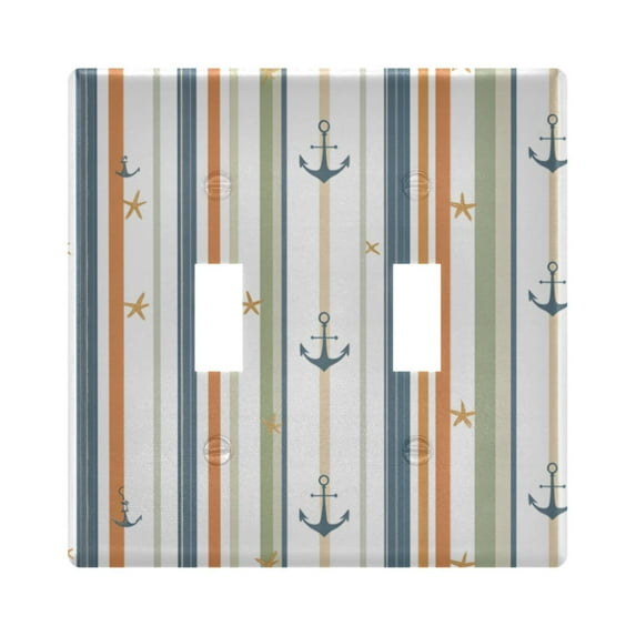 Yayeee Toggle Light Switch Wall Plate 2-Gang 4.56"x4.48" Decorative Outlet Cover, Nautical Pattern